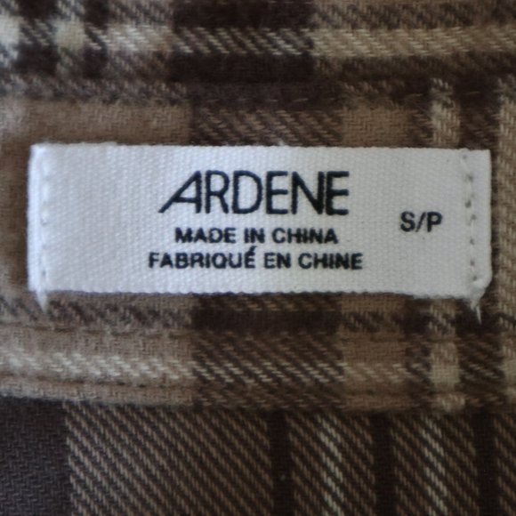 Ardene Beige and Brown Flannel Plaid Shirt NWOT - Picture 6 of 8